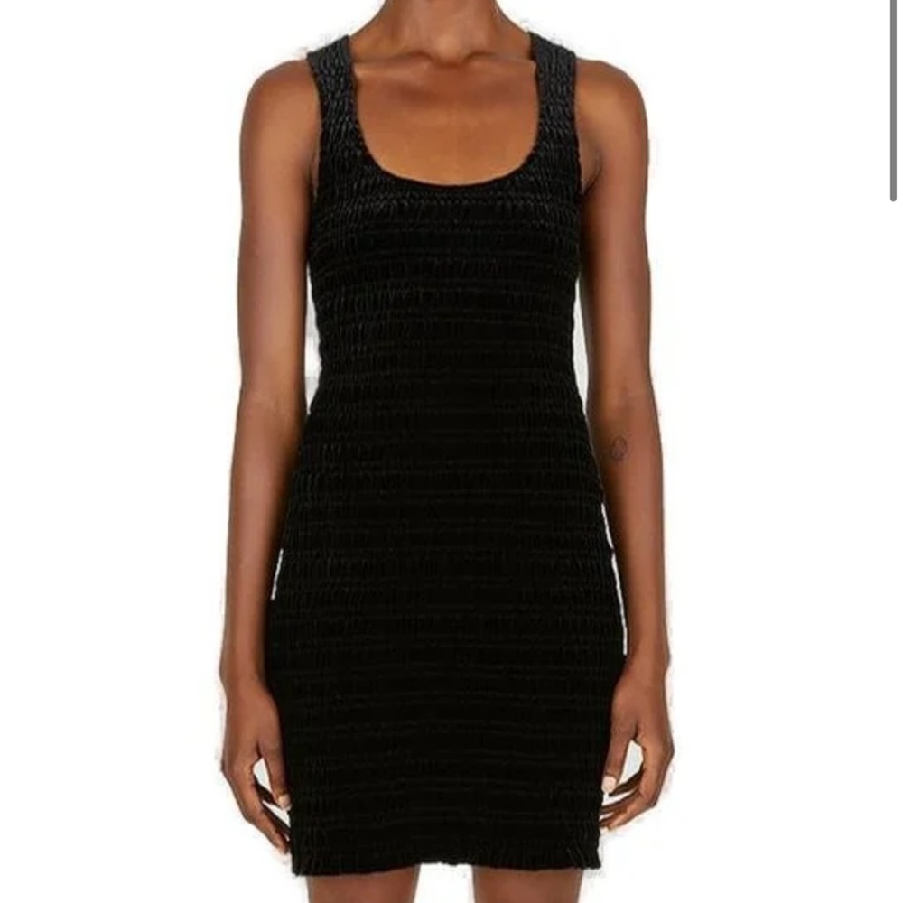 GANNI Velvet smock mini dress